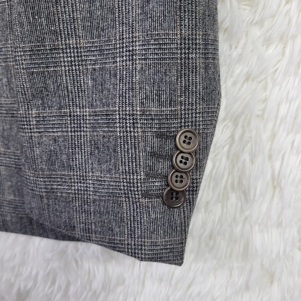 Emile Lafaurie 40R Gray Glen‎ Plaid Wool Blend Blazer Sport Coat Classic Office